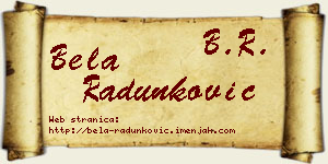 Bela Radunković vizit kartica